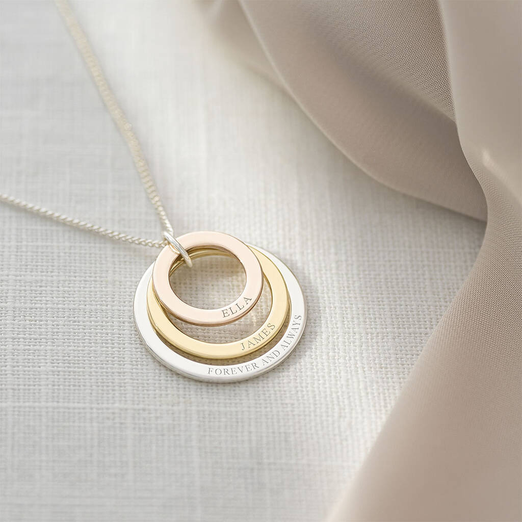 Triple Eternal Ring Pendant Personalised Necklace