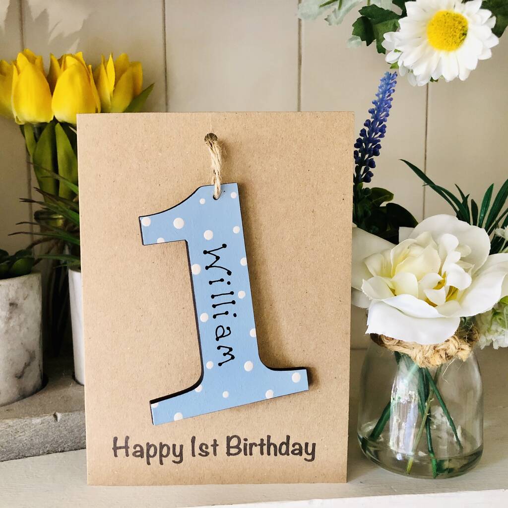 Personalised 1st Birthday No. One Wooden Keepsake Card