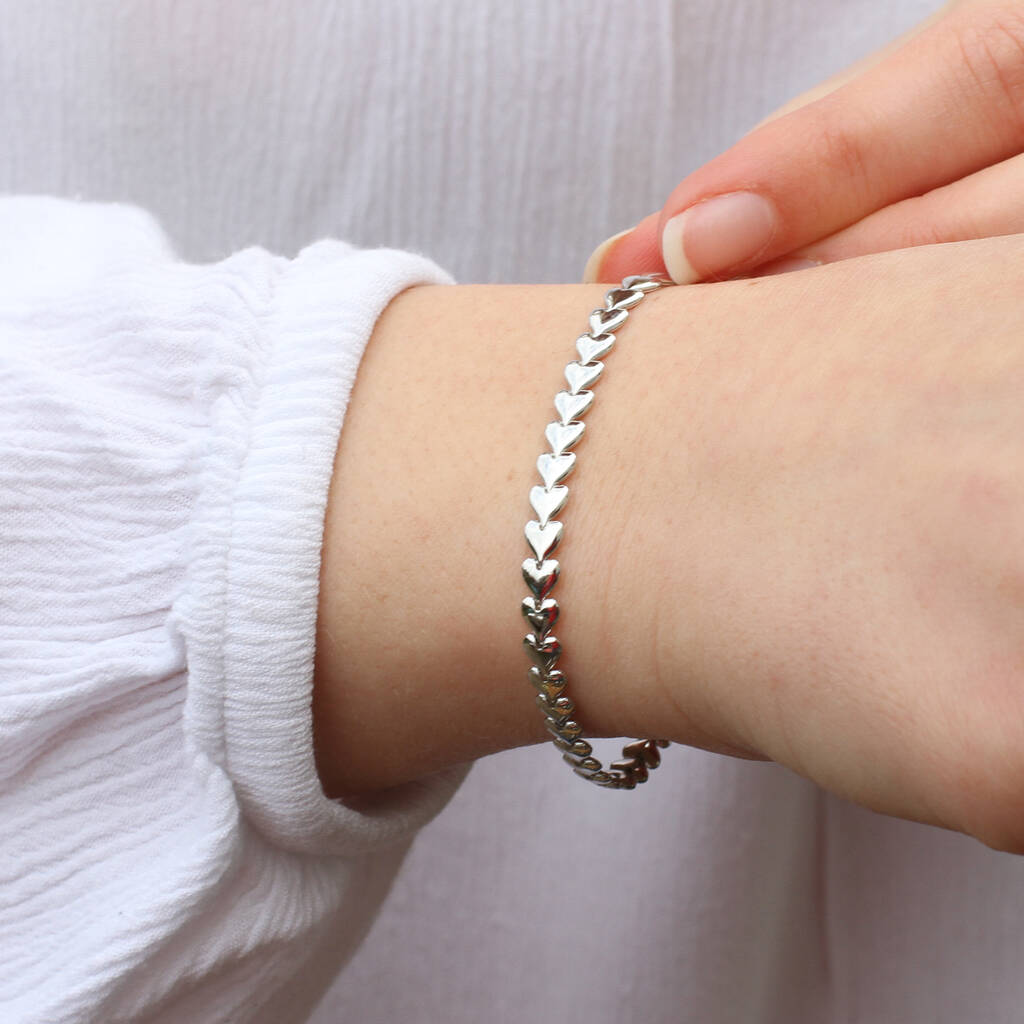 Personalised Heart Link Bracelet - 18ct Gold Or Silver, Gift For Her