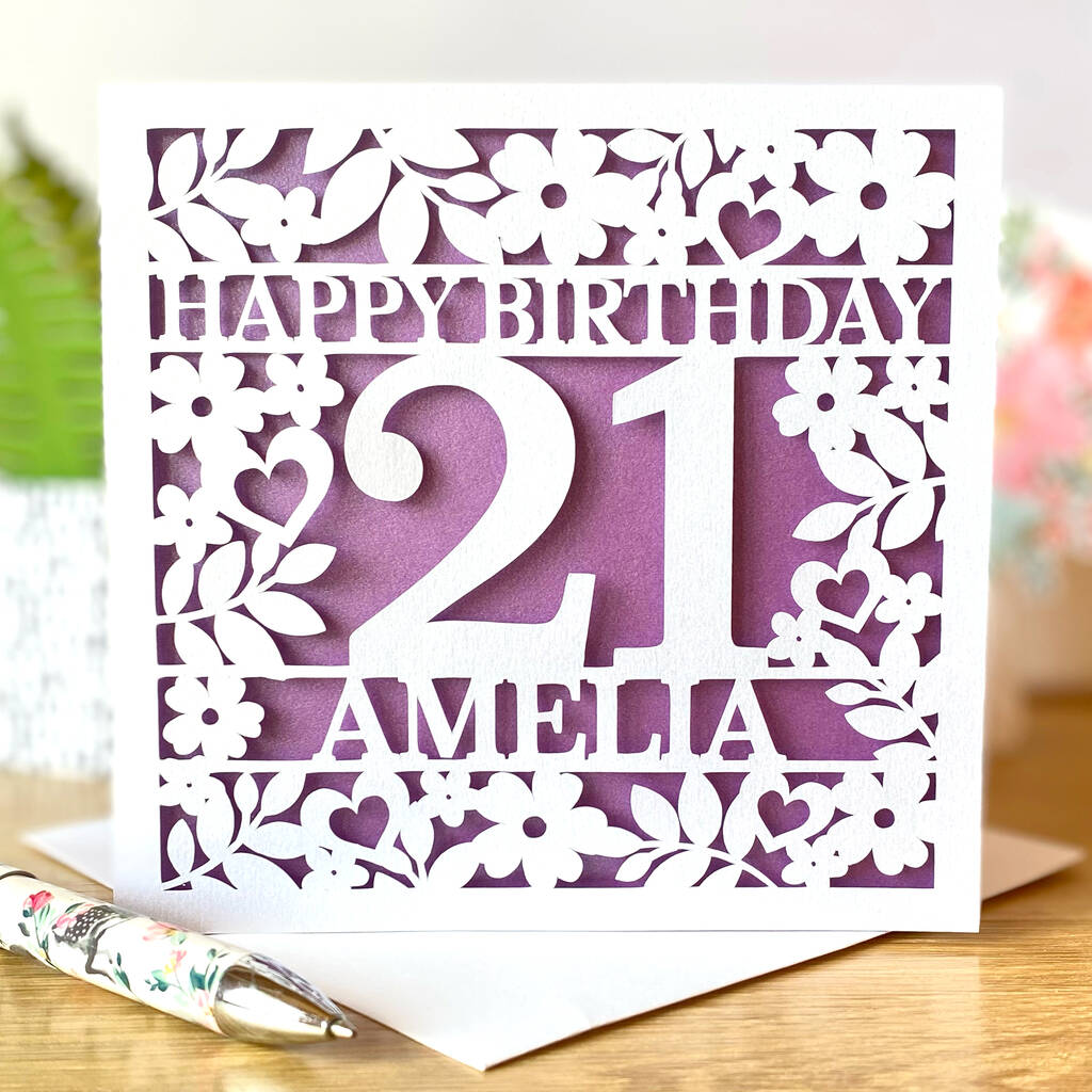 Personalised Age And Name Floral Birthday Card