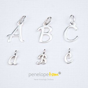 Sterling Silver Script Initial Letter Charms