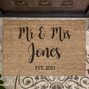 Personalised Mr And Mrs Wedding Indoor Doormat