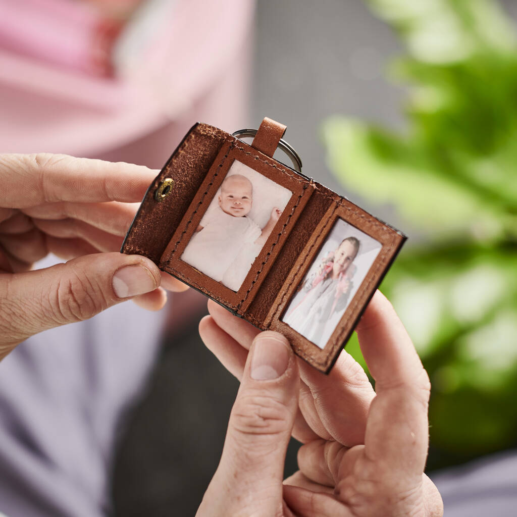 Personalised Leather Keyring With Photos