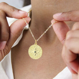 Birthstone Vermeil Gold Coin North Star Necklace