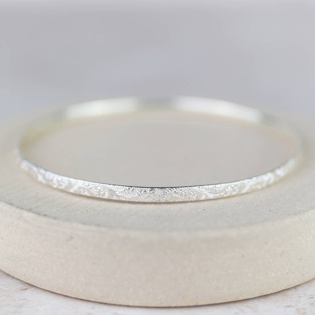 Sterling Silver Lace Textured Bangle