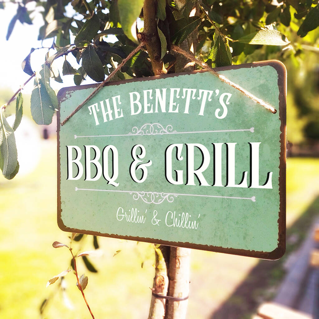 Personalised 'BBQ & Grill' Garden Sign