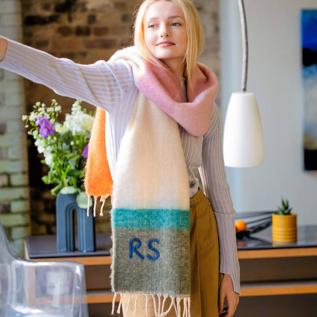 Hand Felted Chunky Colour Block Stripe Scarf