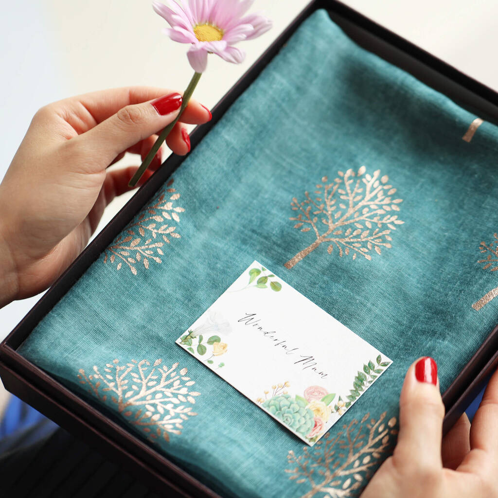 Tree Of Life Rose Gold Foil Scarf Gift