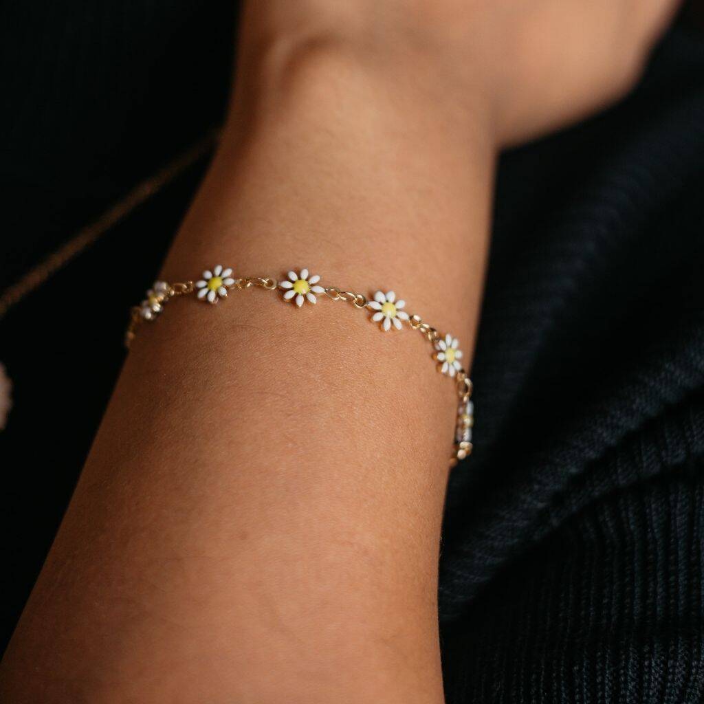 White Daisy Sun Flower Charms Summer Bracelet