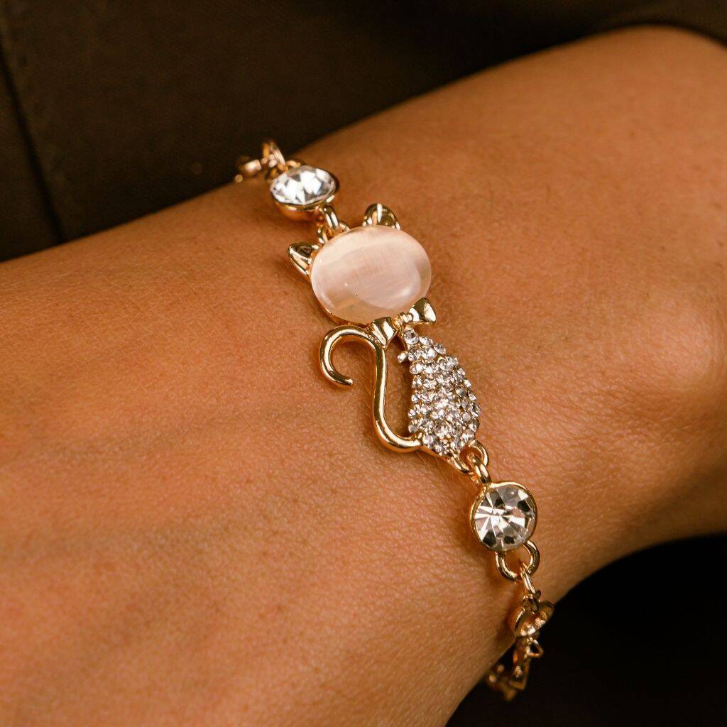 Rose Gold Plated Cat Kitten Bracelet For Animal Lovers