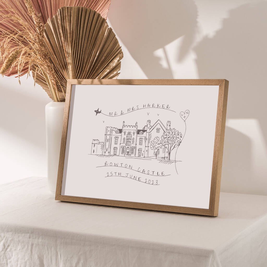 Personalised Hand Drawn Wedding Venue Illustration