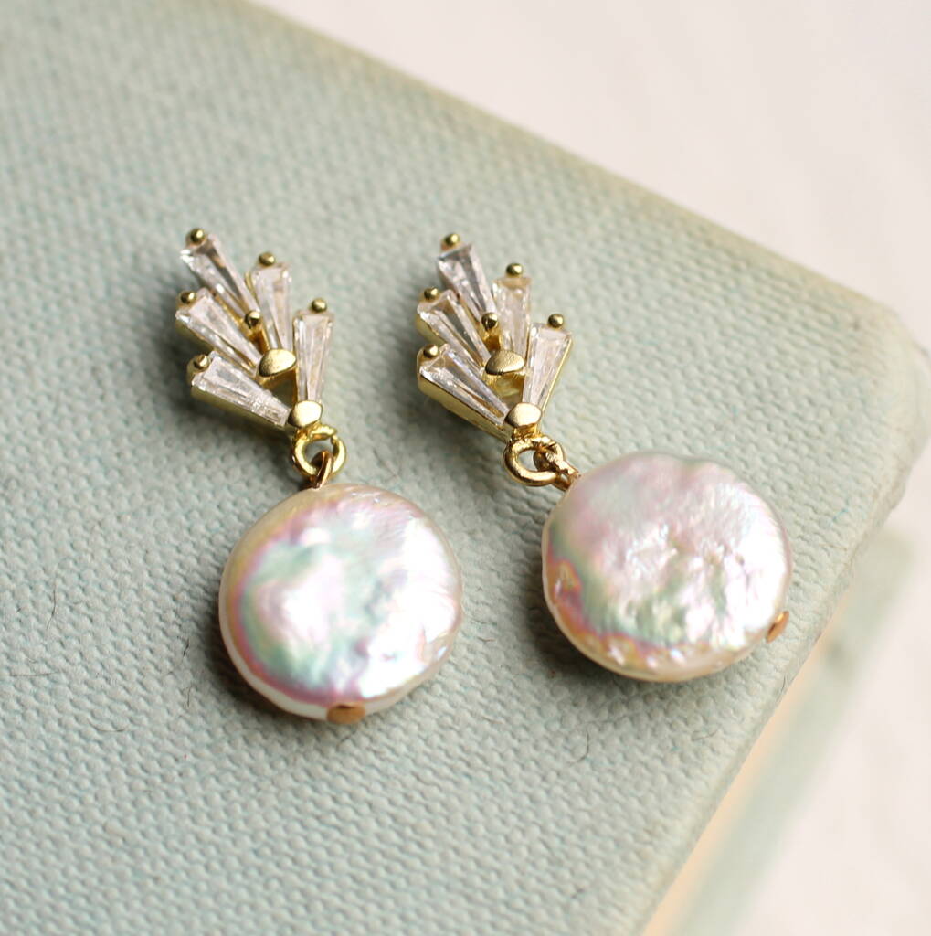 Art Deco Pearl Chrysler Drop Earrings