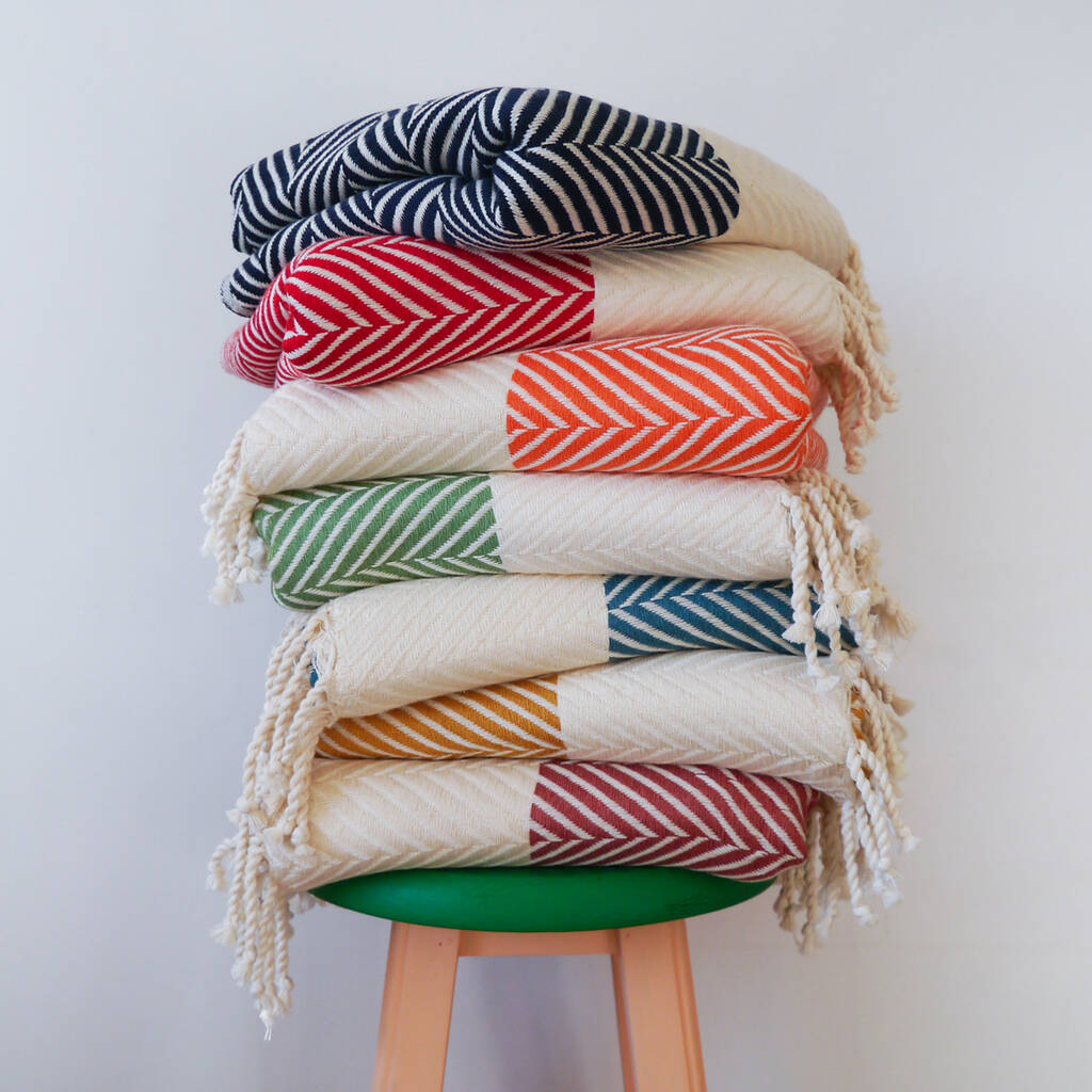 Herringbone Handloomed Soft Throw, Personalised Gift