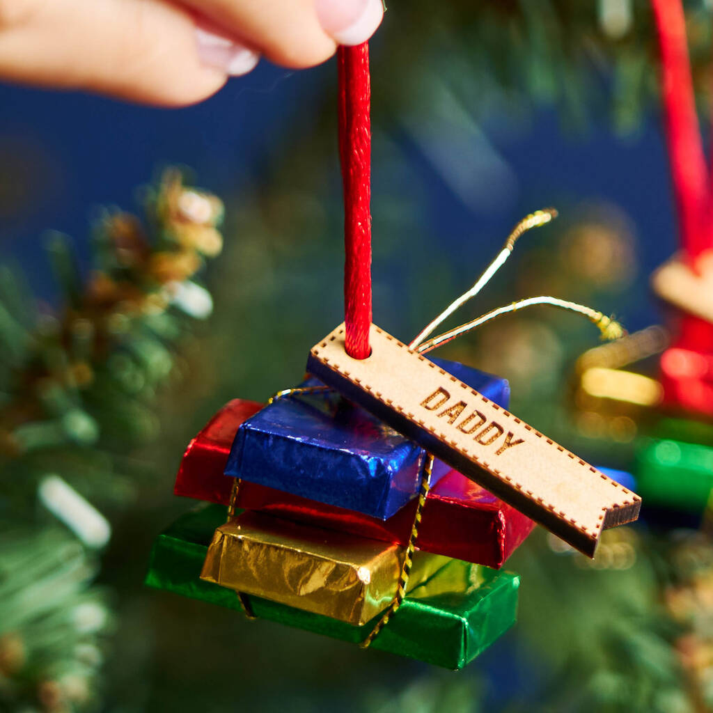 Personalised Chocolate Christmas Present Decoration