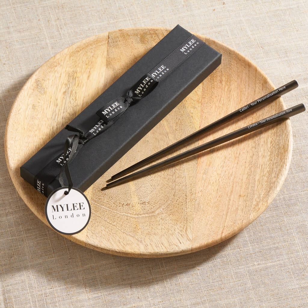 Personalised Black Stainless Steel Chopsticks