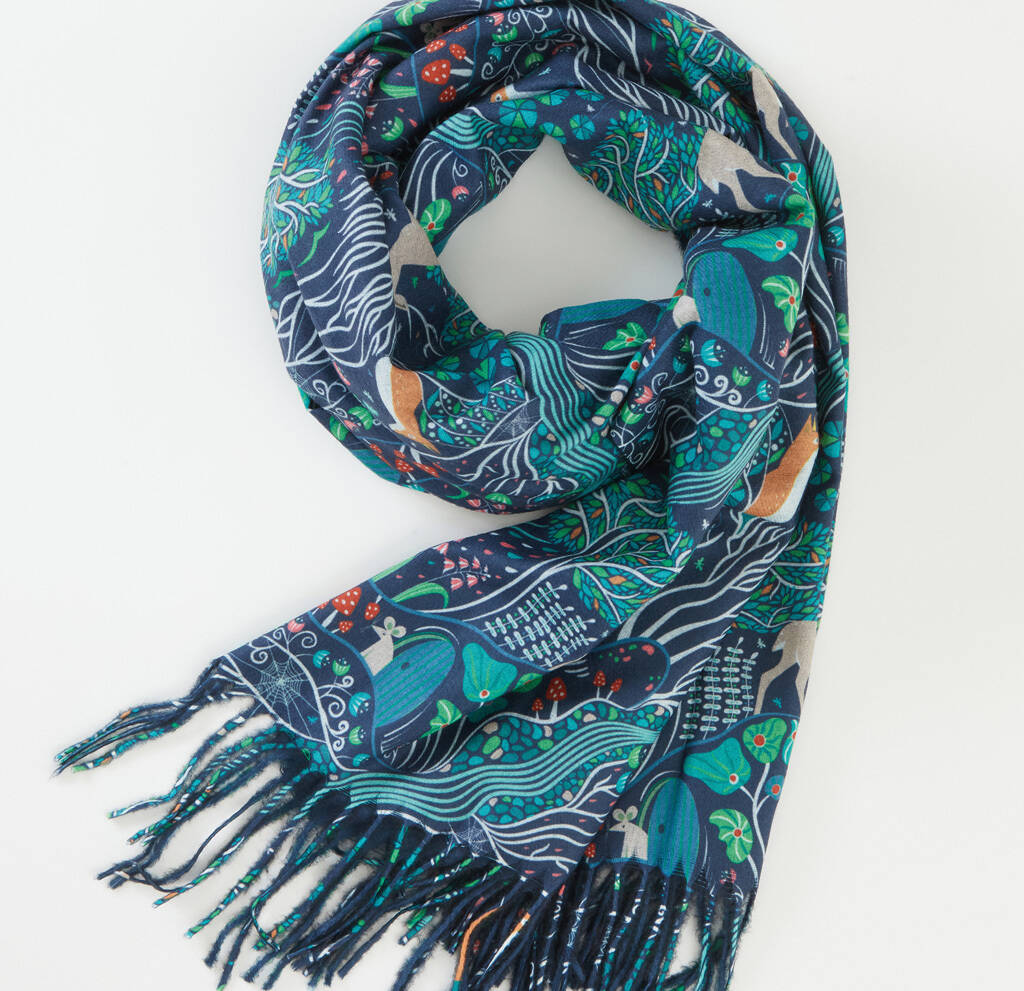 Fable Navy The Enchanted Tree Scarf