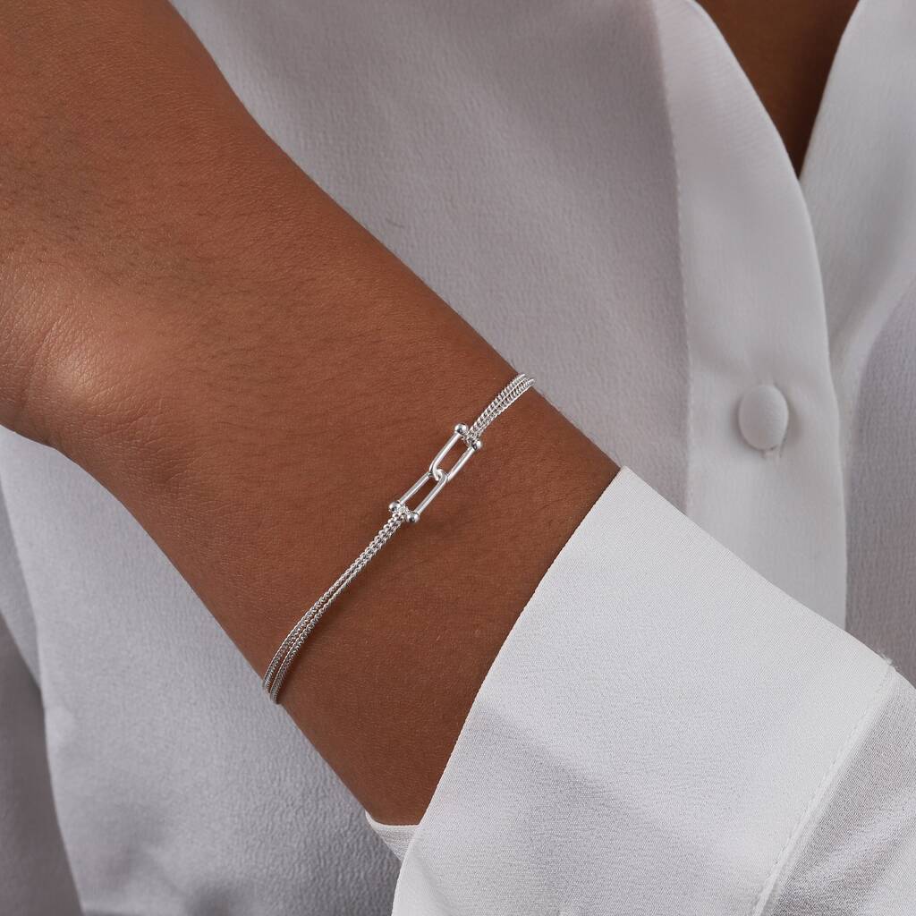 Sterling Silver Mini Interlocking Links Bracelet