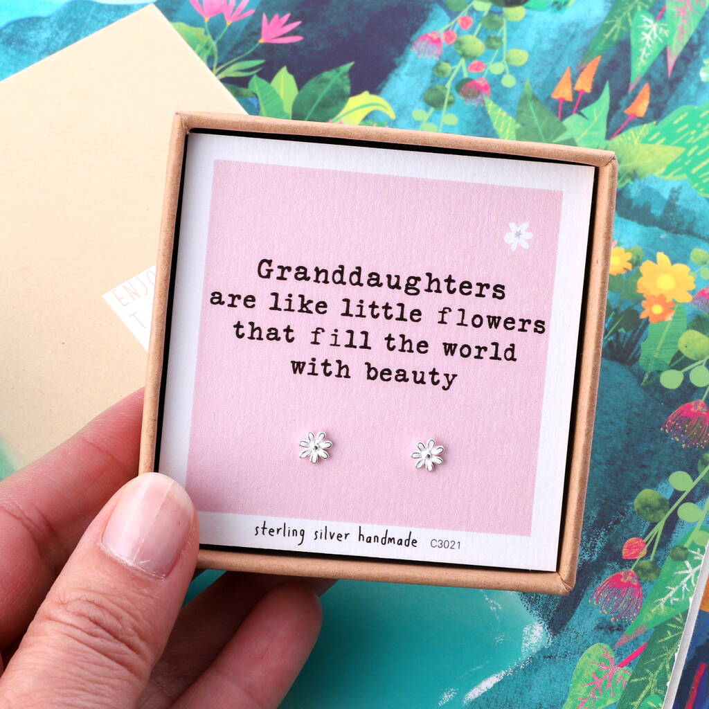Sterling Silver Granddaughter Little Flower Earrings