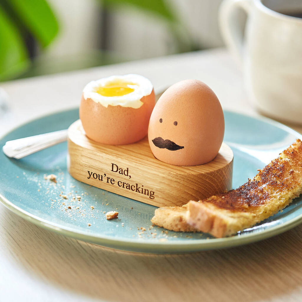 Personalised Solid Oak Egg Cup — Double, Single Or With Toast Board