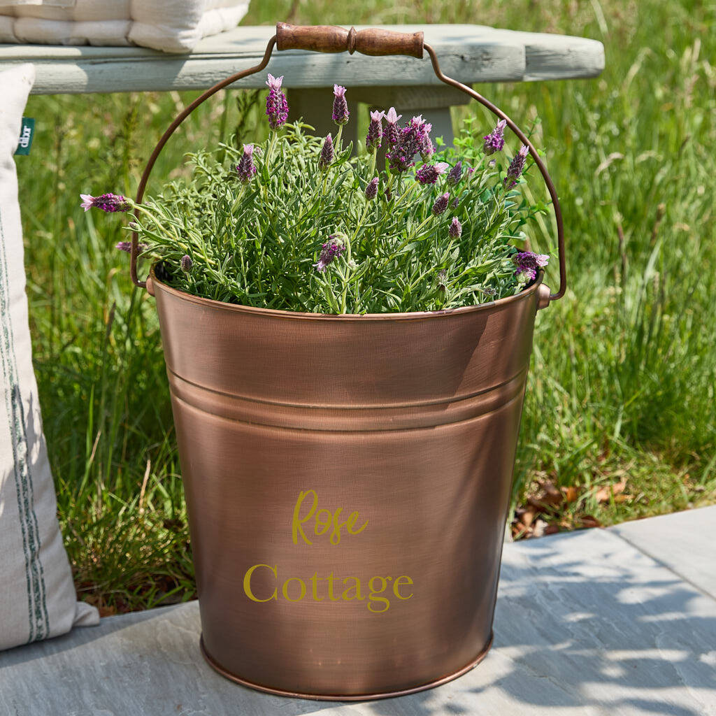 Personalised Vintage Copper Garden Bucket Planter