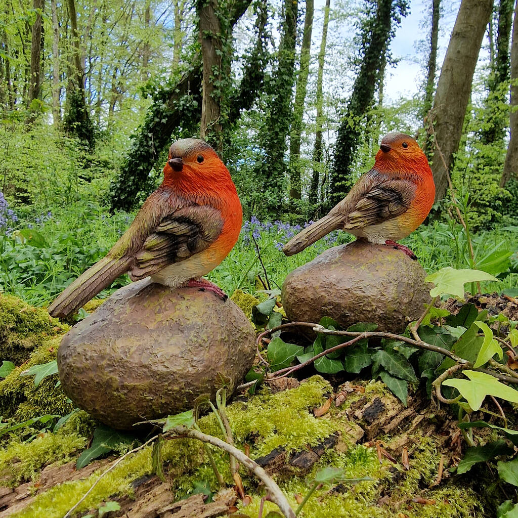 Set Of Two Little Robin Garden Ornaments