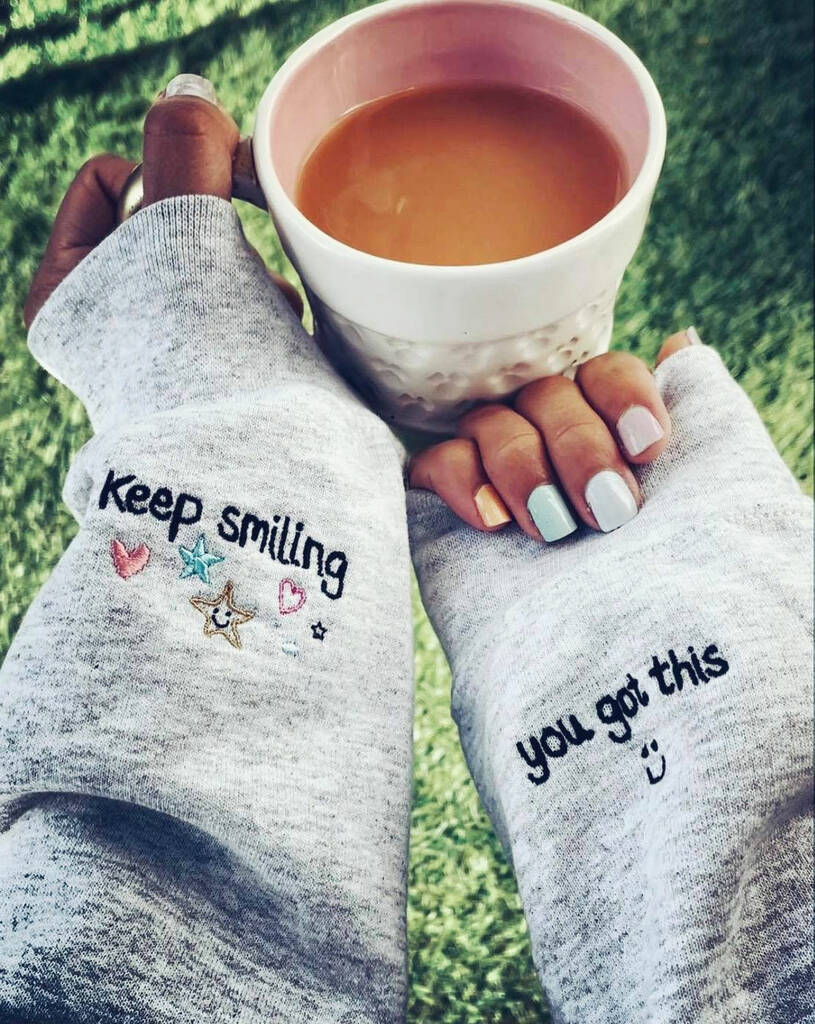Embroidered 'Keep Smiling' Sweatshirt Or Hoodie
