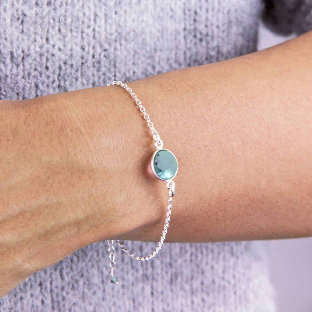 Semi Precious Birthstone Sterling Silver Bracelet