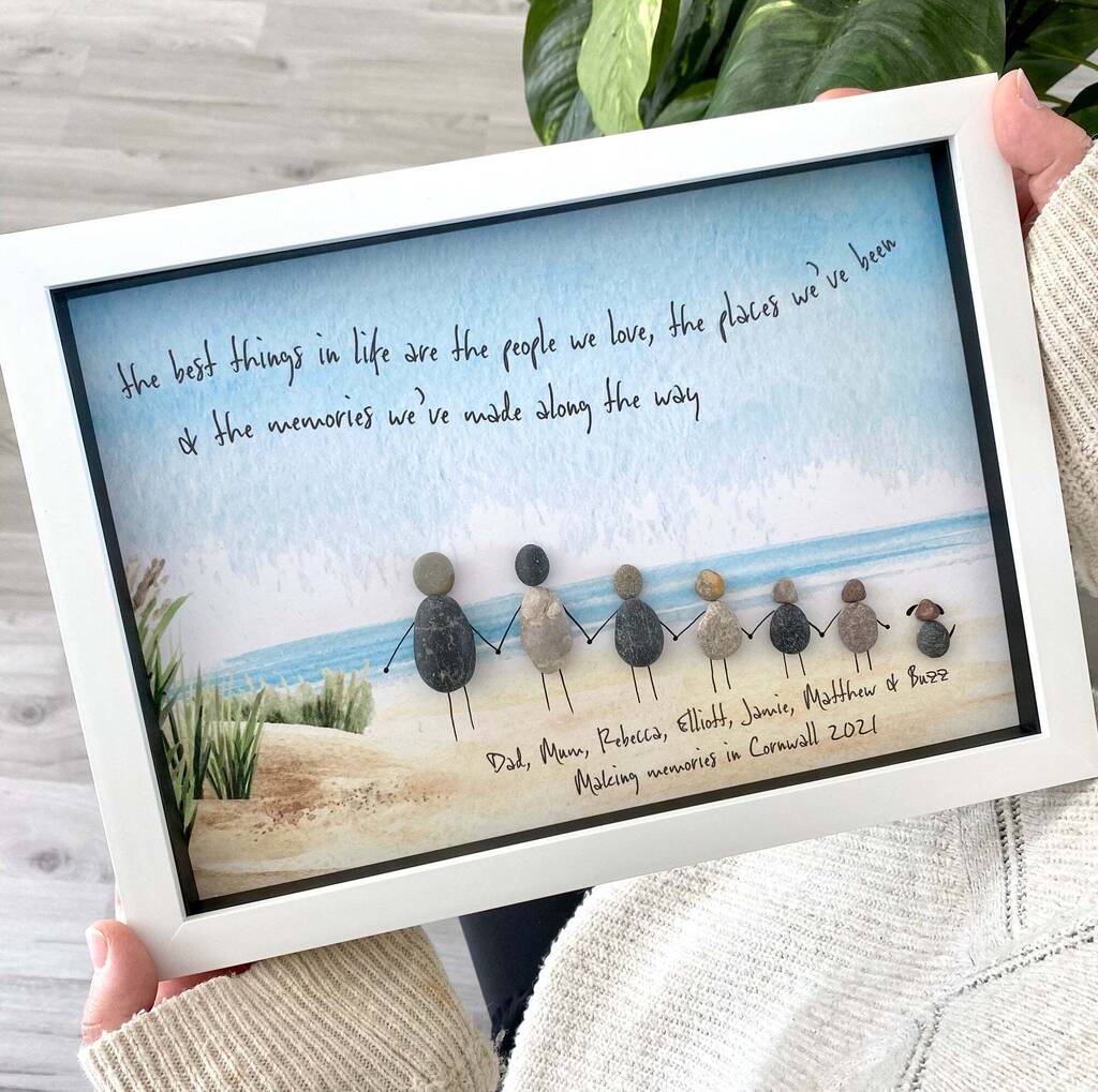 Personalised Family Seaside Beach Pebble Picture