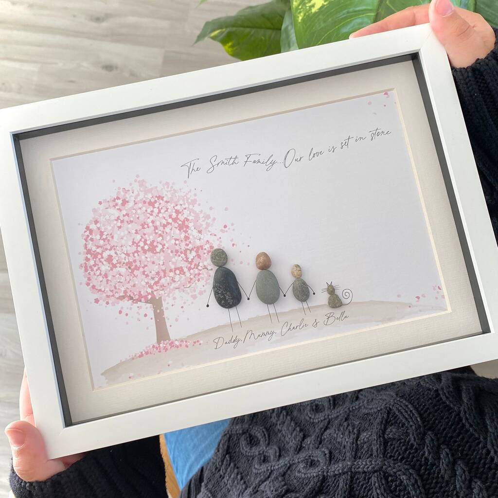 Personalised Family Blossom Pebble Picture