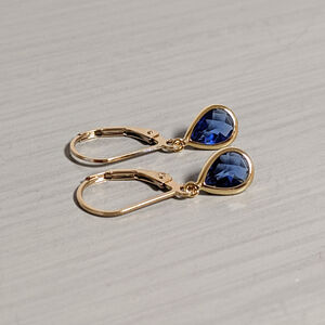Sapphire Blue Teardrop Leverback Earrings