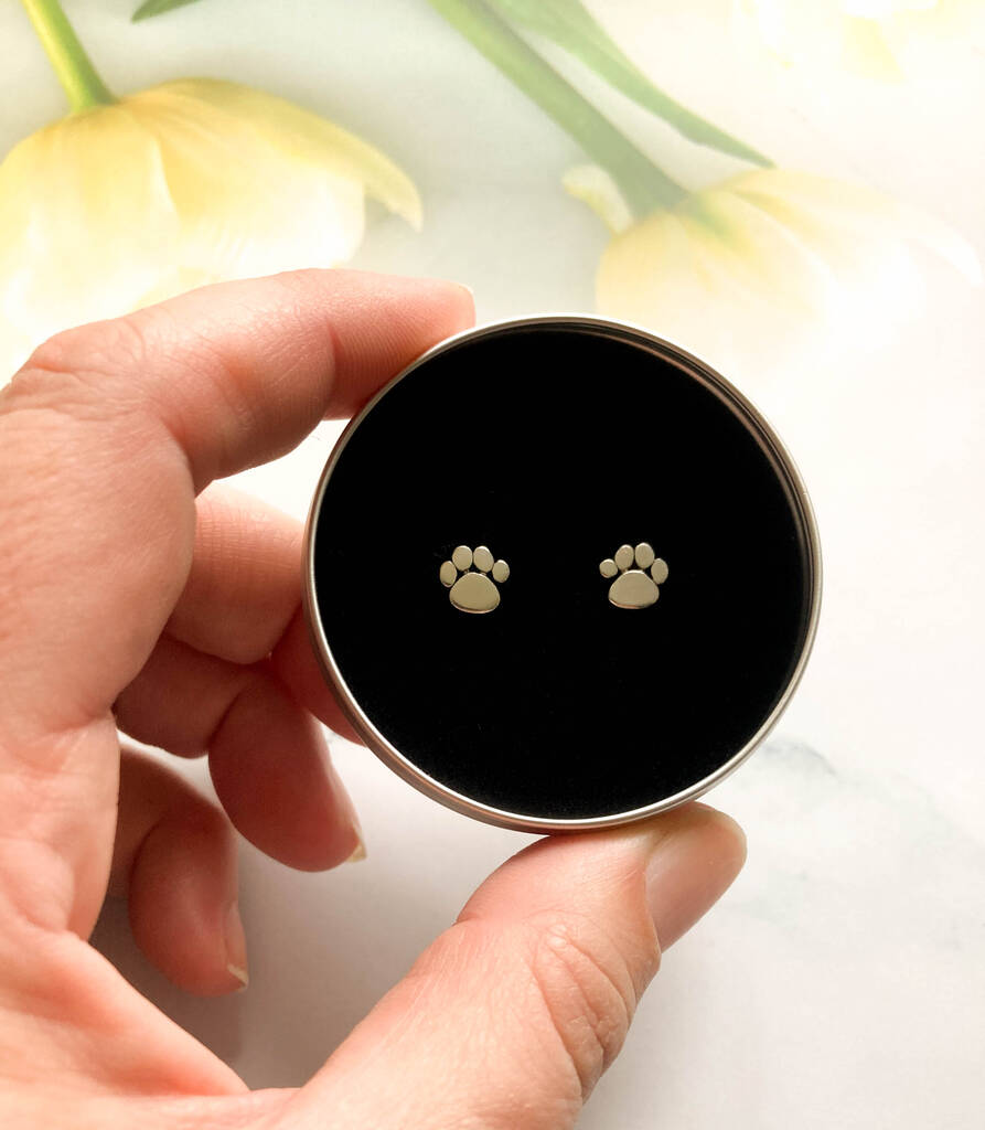 Sterling Silver Pawprint Earrings In A Keepsake Tin
