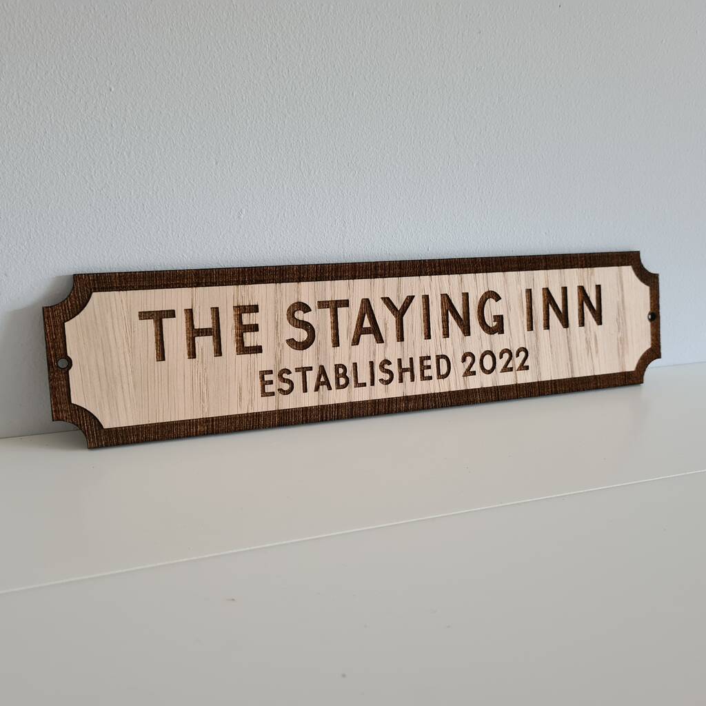 Personalised Oak Road Sign Style Plaque