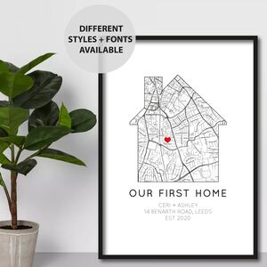Personalised First Home Gift, Housewarming Map Print