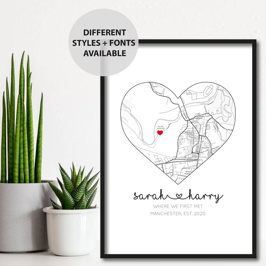 Personalised Where We First Met, Location Gift Print