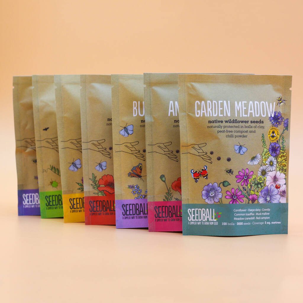Wildflower Seed Scatter Packets - 100 Seed Balls - Perfect Gift For Garden Lovers