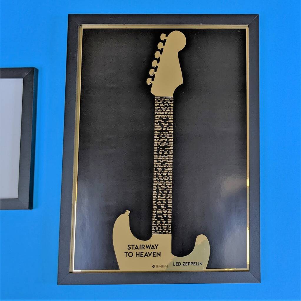 Personalised Metallic Favourite Song Guitar Print