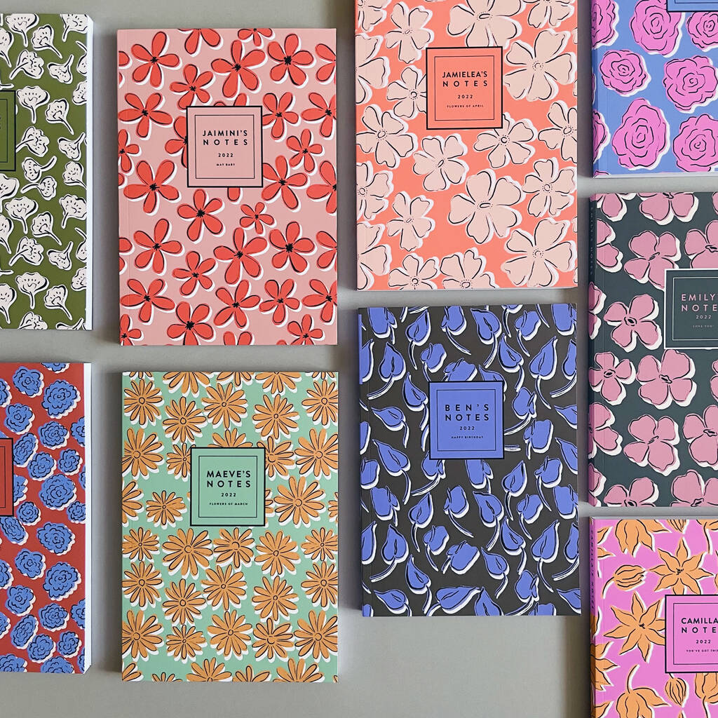Personalised Birth Flower Pattern Notebook