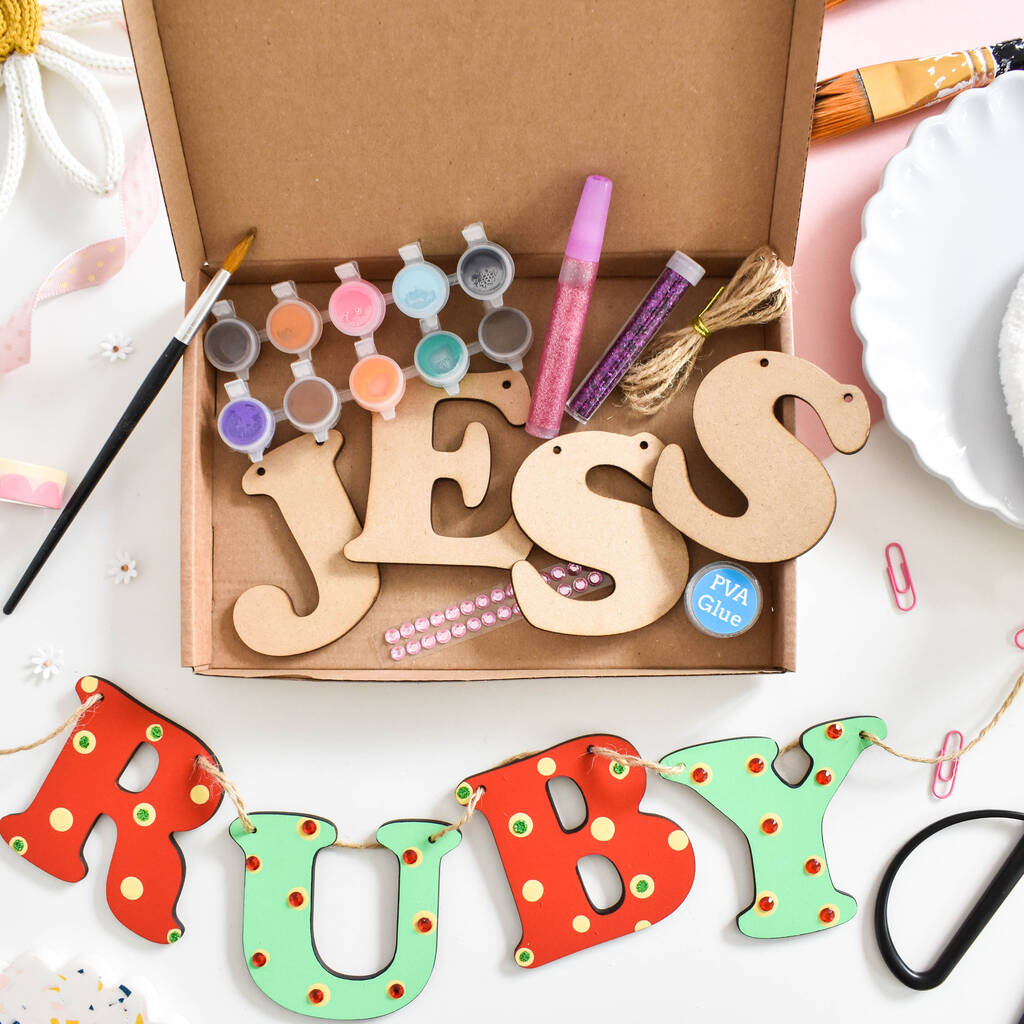 Personalised Girl's Bunting Name Letterbox Craft Kit