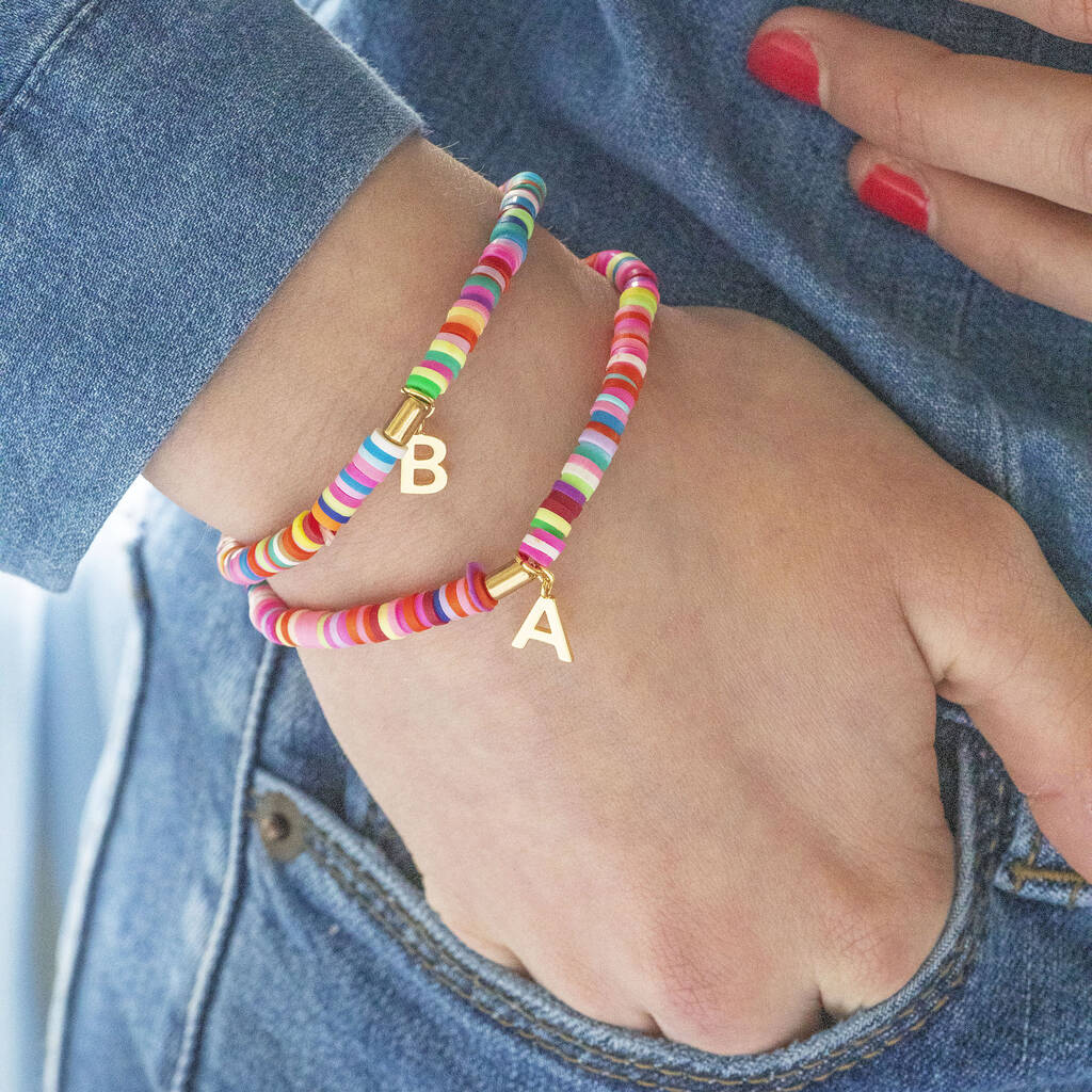 Personalised Multi Coloured Disc Stretch Bracelet