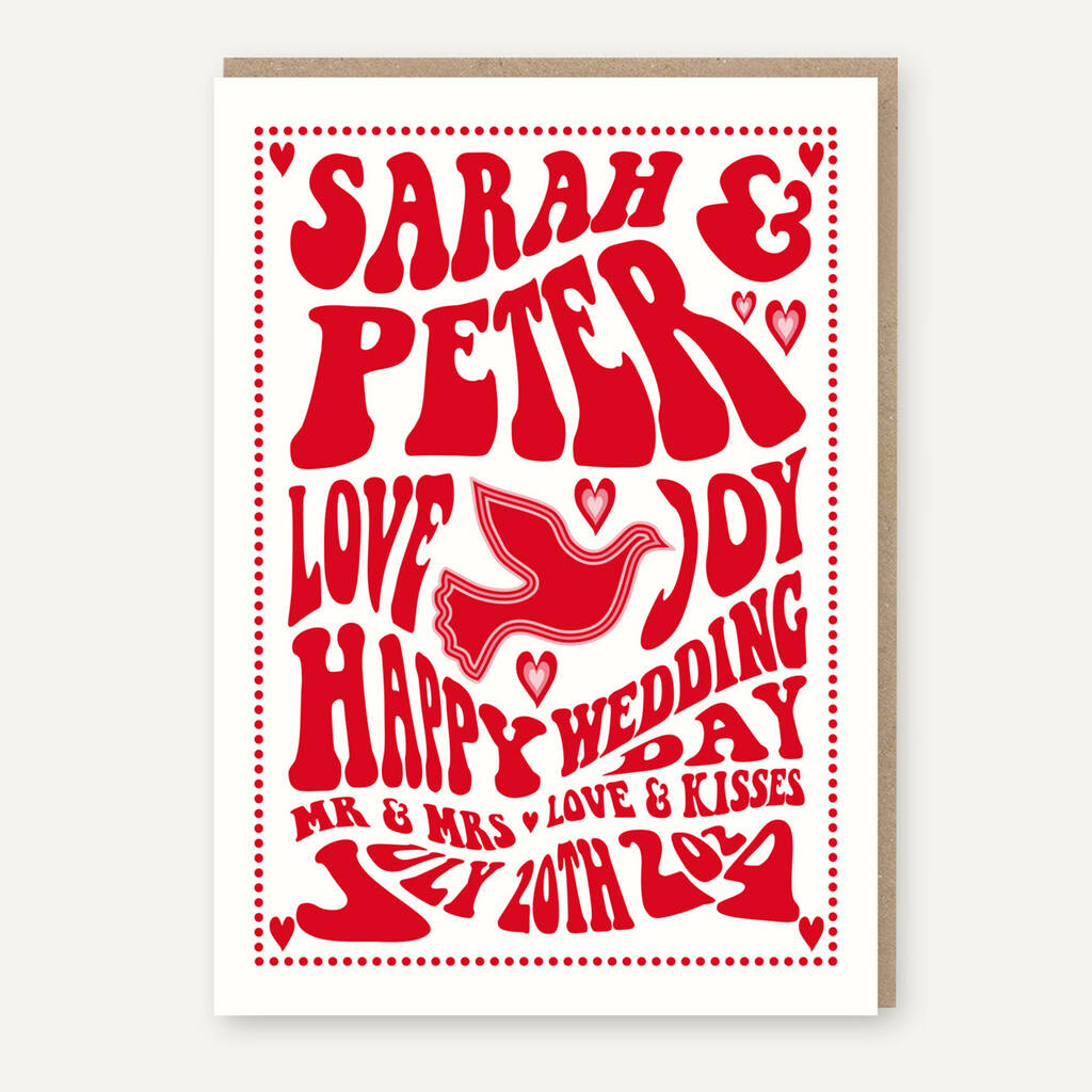 Frameable Keepsake Wedding Gig Style Card To Personalise, Large