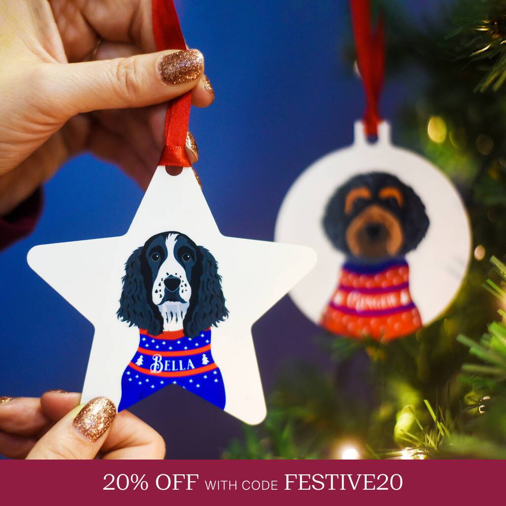 Christmas Jumper Dog Hanging Decoration Personalised