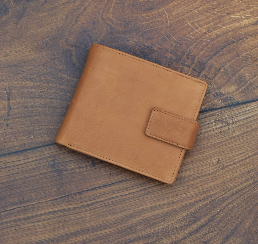 Personalised Men's Leather Wallet Trifold Gift Brown