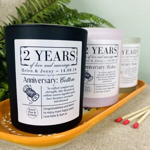 Personalised 2nd Anniversary Cotton Meaning Candle