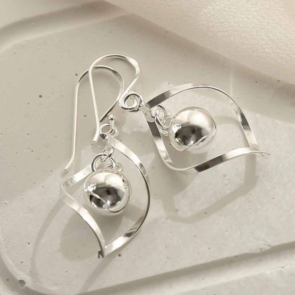 Sterling Silver Twist Ball Dangly Earrings