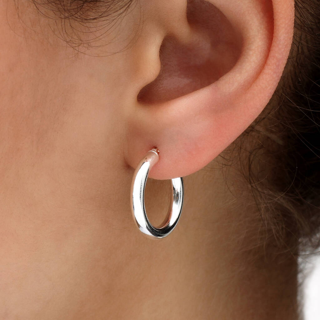 Sterling Silver Chunky Hoop Earrings