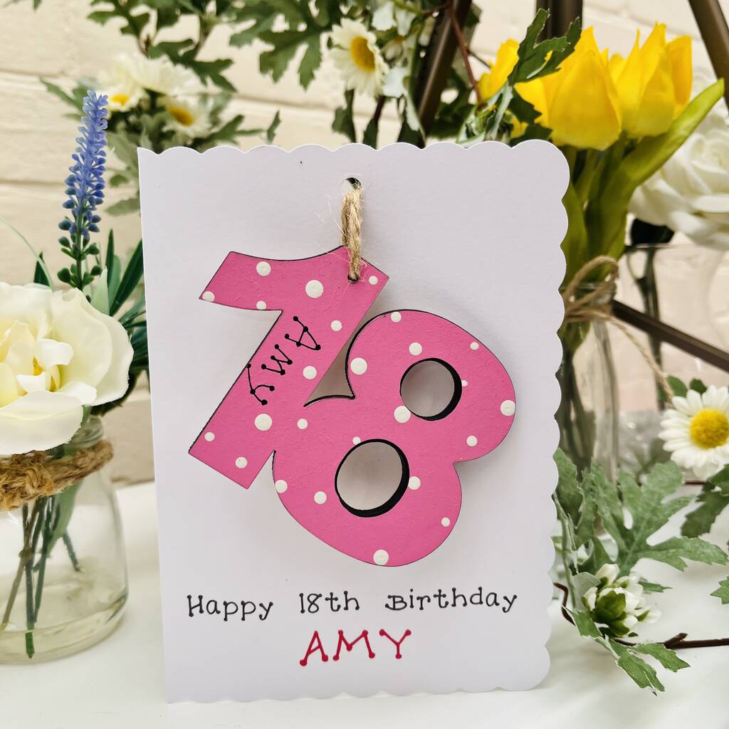 Personalised 18th Birthday Card Wooden Number Gift