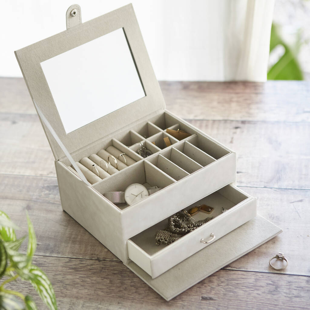 Personalised Two Tiered Large Jewellery Box With Drawer Perfect Wedding Gift