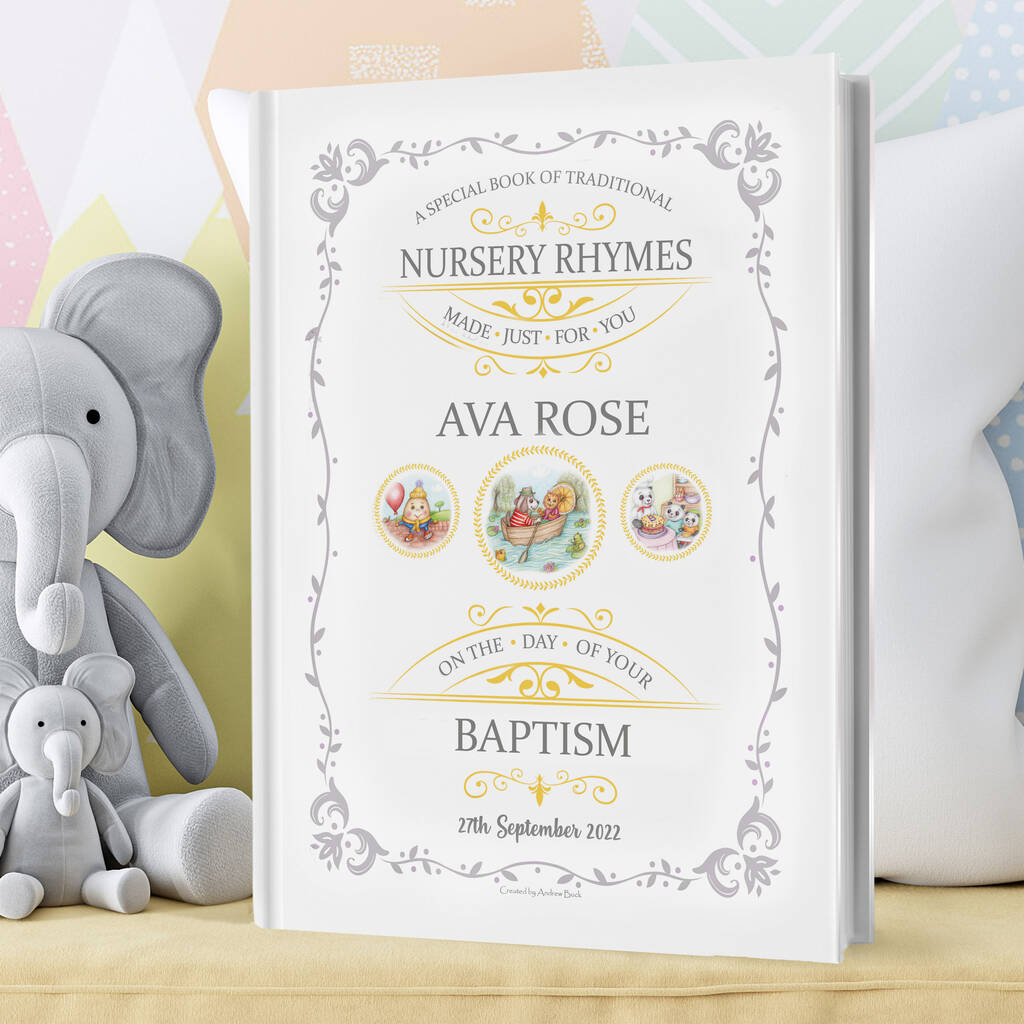 Personalised Baby Baptism Gift Book Of Nursery Rhymes