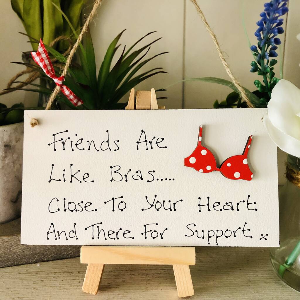 Friends Are Like Bras Card Alternative Sign