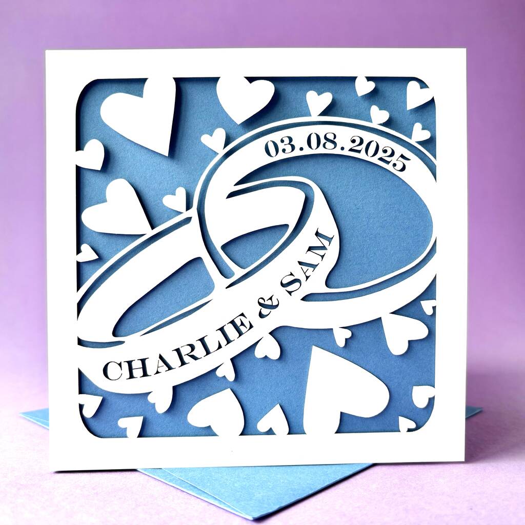 Personalised Entwined Wedding Rings Card